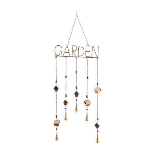 36 Iron Traditional Garden Windchime Brass/blue - Olivia & May : Target