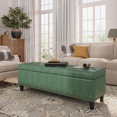 Storage Ottoman Bench, 51-Inch 30 Gallons Large Faux Leather Bench