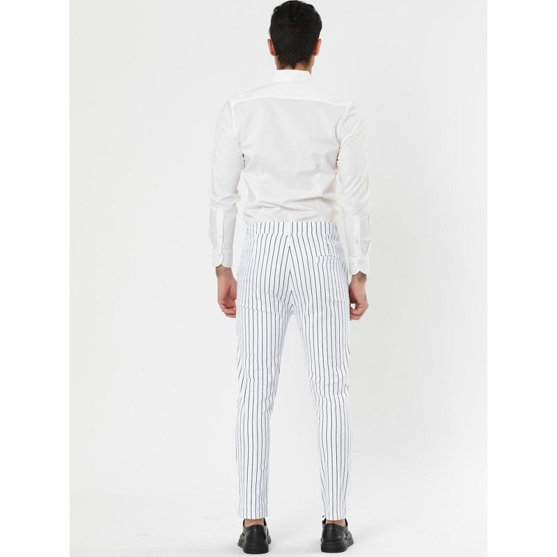 Lars Amadeus Men's Dress Striped Slim Fit Flat Front Business Trousers, 4 of 5
