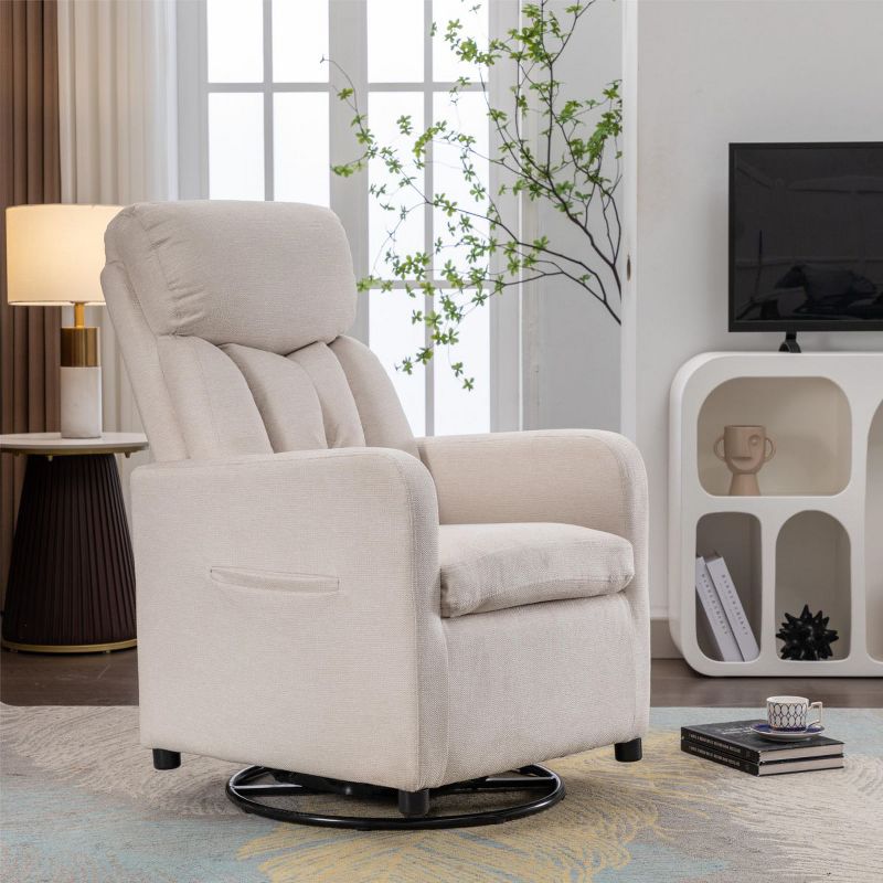 Joyee Swivel Sofa,360 Degree Upholstered Swivel Arm Chair with Pocket Soft Swivel Nursery Chair,Swivel Accent Chair-Maison Boucle, 3 of 9