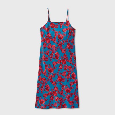 blue floral slip dress