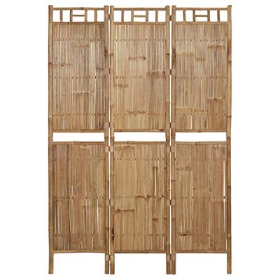 vidaXL 3-Panel Bamboo Privacy Screen, Outdoor/Indoor Folding Divider for Garden Patio/Room, 47.2" x 70.9", Natural Brown - Farmhouse Style