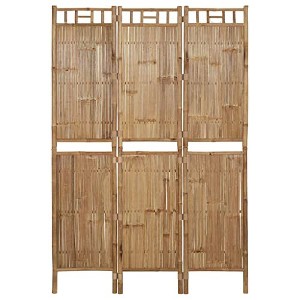 vidaXL 3-Panel Bamboo Privacy Screen, Outdoor/Indoor Folding Divider for Garden Patio/Room, 47.2" x 70.9", Natural Brown - Farmhouse Style - 1 of 4