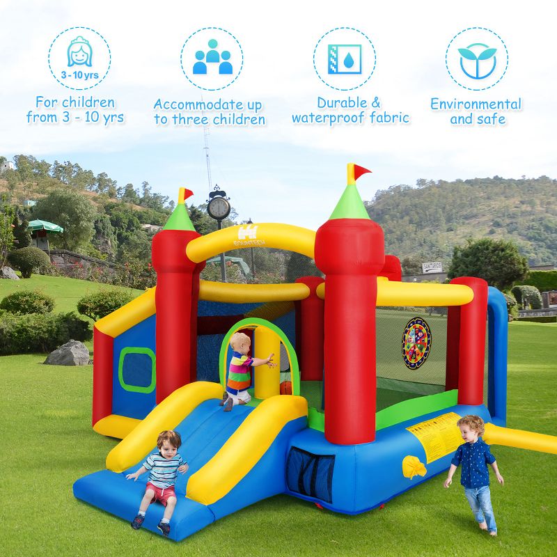 Costway  6-in-1 Inflatable Bounce House Blow up Castle Toddler Kids Indoor Outdoor with 480 Blower, 3 of 9