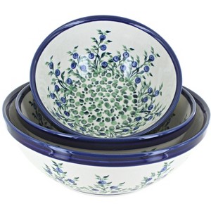 Blue Rose Polish Pottery 1400- Zaklady 3 Piece Serving Bowl set - 1 of 1