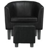 vidaXL Modern Tub Chair with Footstool - Faux Leather Seating for Living Room, Bedroom, Guest Room - 3 of 4