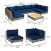 7 Piece Wicker Patio Furniture Set, Modular Outdoor Sectional with Thickened Cushions, Acacia Wood Table/Blue - 3 of 4