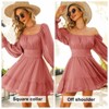 EXLURA Women's 2025 Casual Long Lantern Sleeve Dresses Square Neck Ruffle Tie Back Elastic Waist Aline Short Mini Dress - 4 of 4