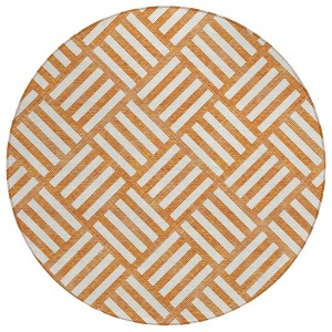 Orange And Ivory Geometric Washable Indoor Outdoor Area Rug - 1 of 4
