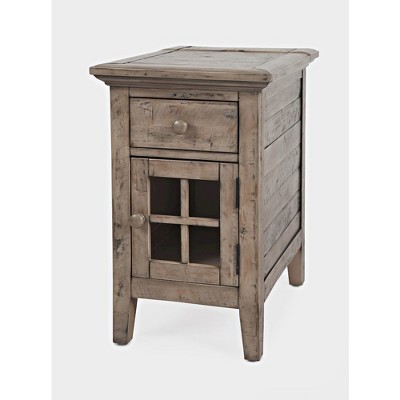 Rustic Shores Weathered Grey Rectangular Chairside Table with USB Ports
