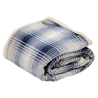 50"x70" Nordic Plaid Sherpa Throw Blanket Blue - Eddie Bauer