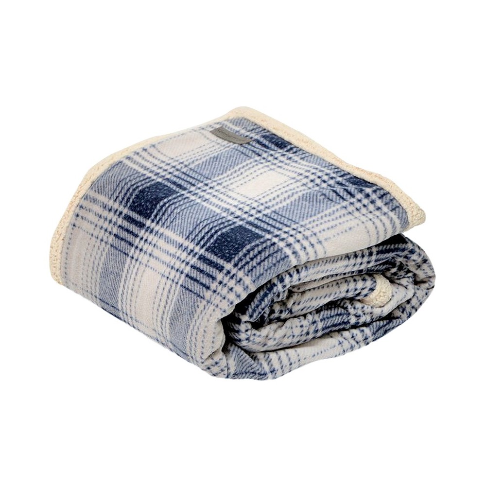 Photos - Duvet Eddie Bauer 50"x70" Oversized Nordic Plaid Faux Shearling Reversible Throw Blanket Blue  