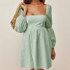 EXLURA Womens Square Neck Dress Long Puff Sleeve A-Line Casual Short Mini Dresses - 2 of 4