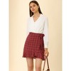 Allegra K Women's Plaid Tie Waist Short Ruffle Wrap Skirt - 2 of 4