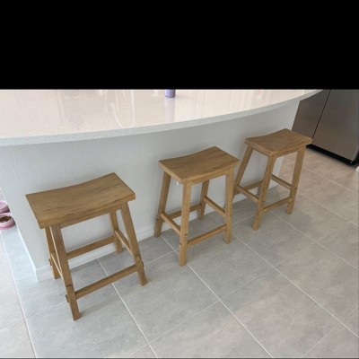 Halifax Farmhouse Wood Counter Height Barstool Brown Threshold Rectangle Backless Hardwood Frame Target