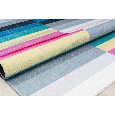 Maisie Multicolor Chenille Geometric Runner Rug, 2'7" x 8'