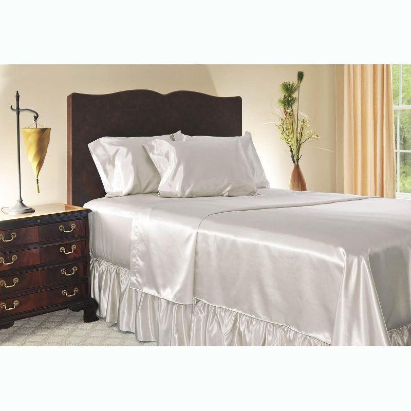 SHOPBEDDING Satin Ruffled Bed Skirt with Platform,  Wrinkle Free and Fade Resistant, 3 of 5