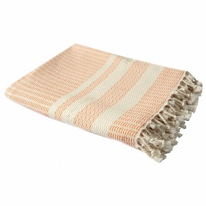 50" X 60"  Woven Cotton Striped Throw Blanket with Fringe - 1 of 4