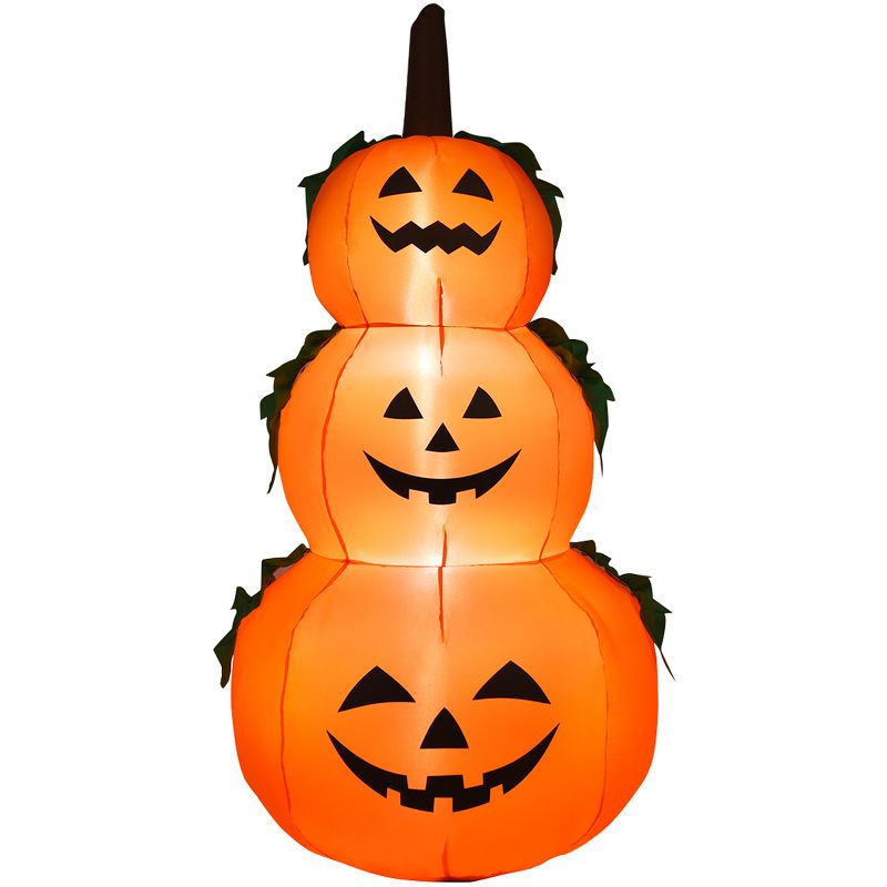 Tangkula Halloween Decoration 6FT Inflatable Stacked Pumpkins With LED Lights Blow Up Yard, 2 of 9
