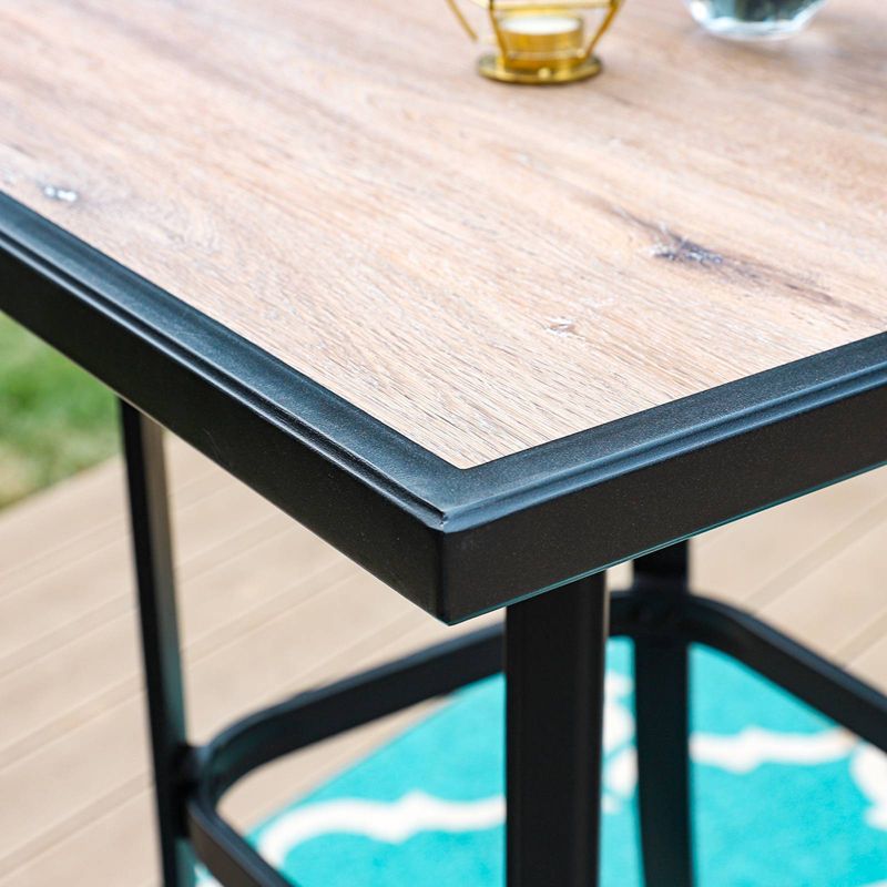 3pc Outdoor Set - Faux Wood Tabletop, Metal/Textilene Stools, Rust-Resistant, Captiva Designs, 3 of 16