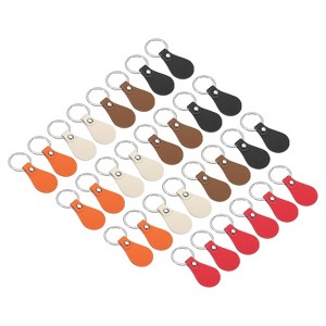 Unique Bargains PU Leather Keychain Fobs Kit with Key Rings for DIY Crafts 5 Colors - 1 of 4