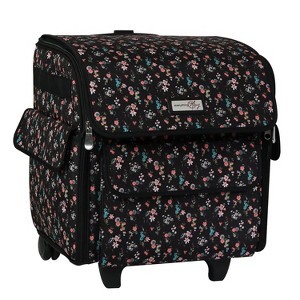 Everything Mary Collapsible Rolling Serger Machine Case, Black Floral - 1 of 4