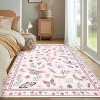 Coucheta Floral Butterfly Area Rug - Washable Non-Slip Carpet for Living Room, Bedroom & Nursery, Stain Resistant Low Pile Rug - 3 of 4