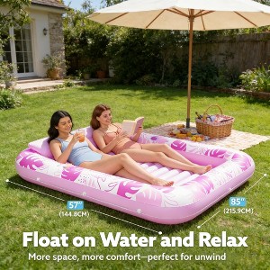 Jasonwell 85" x 57" Inflatable Tanning Pool Lounger Float with Pillow, 4-in-1 Sunbathing Bed, XL-Hot Pink, Perfect for Adults & Pool Parties - 1 of 4
