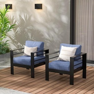 2 Pieces Patio Furniture Aluminum Armchair, All-Weather Outdoor Single Sofa - 1 of 1