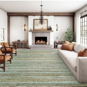 Living Room Rugs 9x12 Large Printed Braid Area Rugs Non-Slip Foldable Rugs Farmhouse Gradient Floor Carpet Non-Shedding Soft Low Pile Rug for Bedroom - 1 of 4