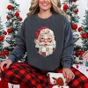 Santa Face Patchwork Print - Women's Garment Dyed Sweatshirt - 3 of 4