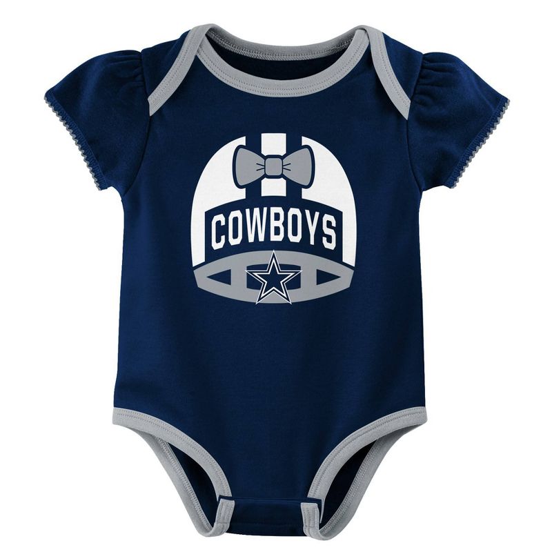 NFL Dallas Cowboys Baby Girls&#39; 3pk Onesies, 4 of 5