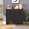 KTMBDW Double Tilt Out Trash Cabinet 20 Gallon Wooden Free Standing Laundry Sorter Cabine,Recycling Cabine with Hideaway Drawer for Kitchen - 2 of 4