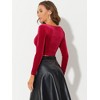 INSPIRE CHIC Women's Velvet Scoop Neck Long Sleeve Solid Crop Top - 4 of 4