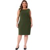 Women's Plus Size Side Zipper Classic Boat Neck Sleeveless Pencil Office Club Midi Bodycon Dresses - Agnes Orinda - 3 of 4