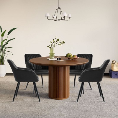 Faux Leather Dining Chairs Set of 4,Seat Width 19” Upholstered  Dining Chair for Kitchen,Dinging Room,Living Room,Farmhouse Furniture-Tanpinhause