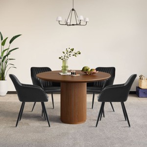 Faux Leather Dining Chairs Set of 4,Seat Width 19” Upholstered  Dining Chair for Kitchen,Dinging Room,Living Room,Farmhouse Furniture-Tanpinhause - 1 of 4