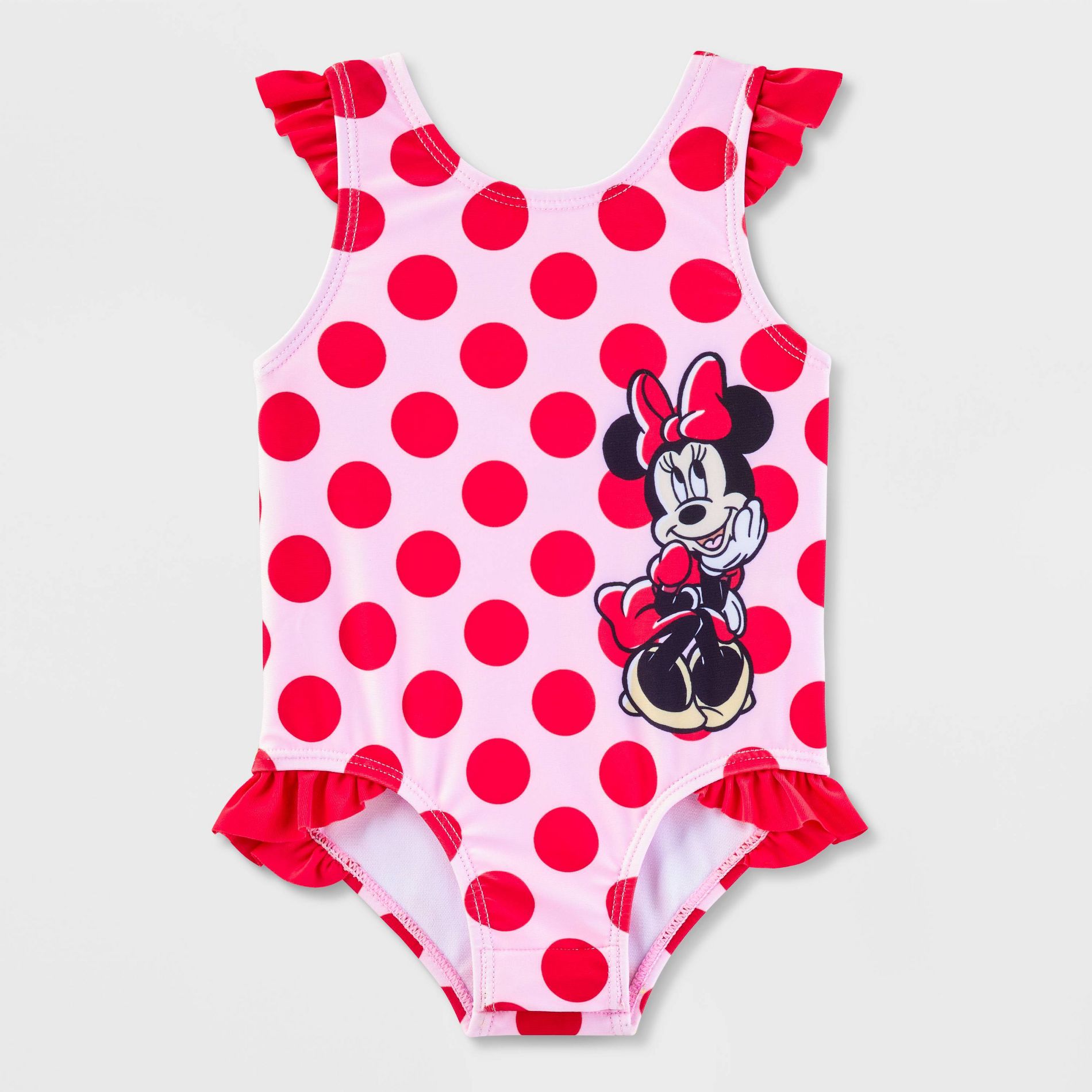 Baby Girls' Disney Minnie Mouse One Piece Swimsuit - Pink 3M: UPF 50+, Tagless, Tricot Fabric