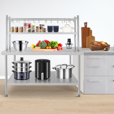 Stainless Steel Table with Overshelves, 60"x36" Commercial Kitchen Prep & Work Table