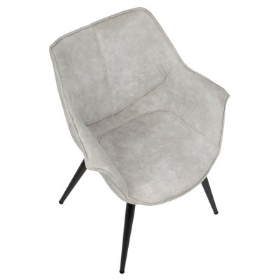 Light Grey Polyester Wingback Accent Chairs with Black Metal Legs, Set of 2