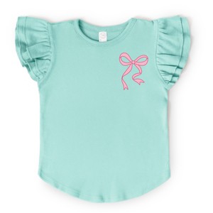 The Juniper Shop Pink Bow Outlined Flutter Sleeve Tee - 1 of 4