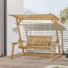 Outsunny 2 Seater Porch Swing with Canopy, Wooden Patio Swing Chair, Outdoor Swing Seat Loveseat - 2 of 4