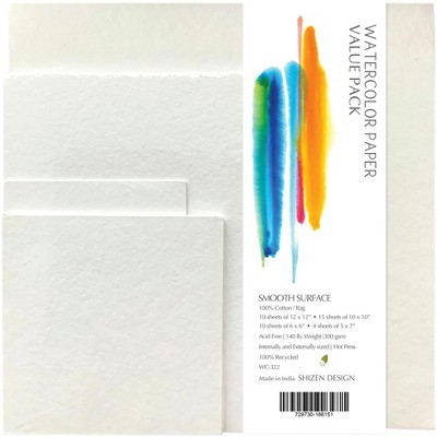 Shizen Design Watercolor Paper Value Pack, 140 lb, 39 Sheets