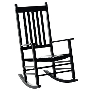 Aghana Digitals Black Poplar Wood Outdoor Rocking Chair with Slatted Design, Smooth Rockers & - 1 of 4