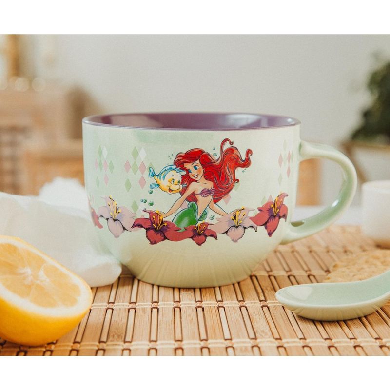 Silver Buffalo Disney The Little Mermaid Ariel Ceramic Soup Mug With Spoon | Holds 24 Ounces, 4 of 7