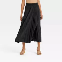 Women's High-Rise Midi Slip Pleated A-Line Skirt - A New Day™