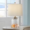 360 Lighting Coastal Accent Table Lamp with Table Top Dimmer Fillable 20.5" High Clear Glass Canister Off White Drum for Living Room Bedroom - 2 of 4
