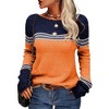 Imily Bela Women's Spring and Autumn Fashion Sweater, Color-Block Lightweight Striped Round Neck Trendy Pullover for Winter - 3 of 4