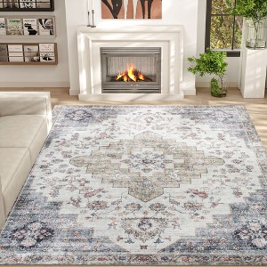 HOMCOM Area Rug, Vintage Machine Washable Rug, Non-Slip Floor Carpet for Living Room, Bedroom, Dining Room, Home Office - 1 of 4