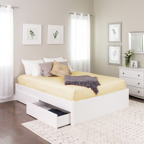 Queen Select 4 - Post Platform Bed With 4 Drawers White - Prepac : Target